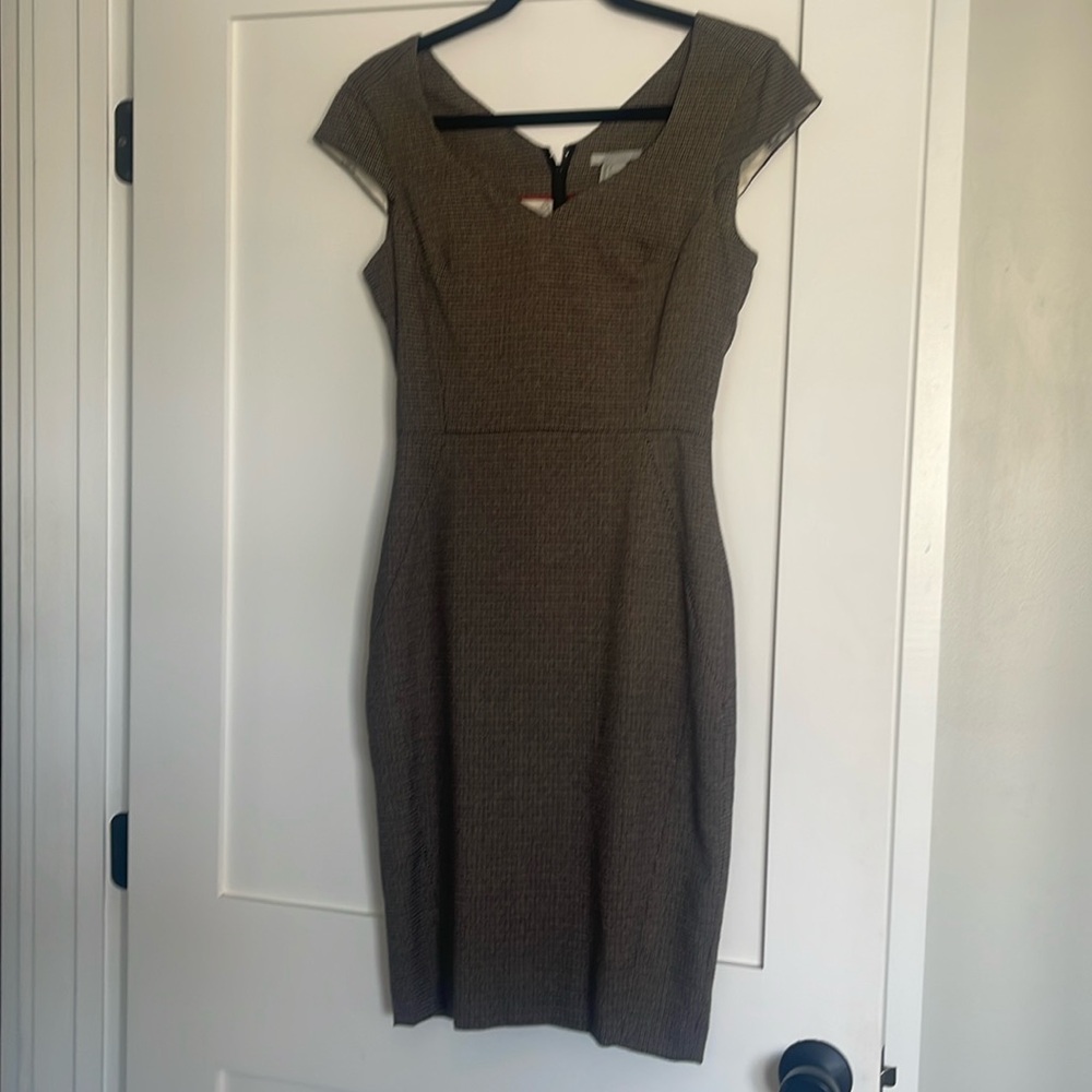 H&M Brown Houndstooth Sheath Dress